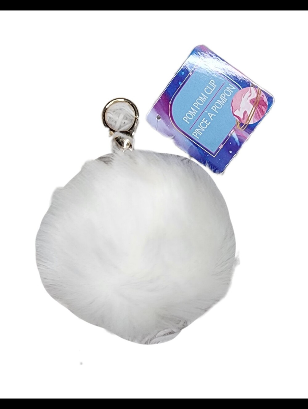 ♠️10/$10♠️ White Faux Fur Pom Pom Clip Keychain